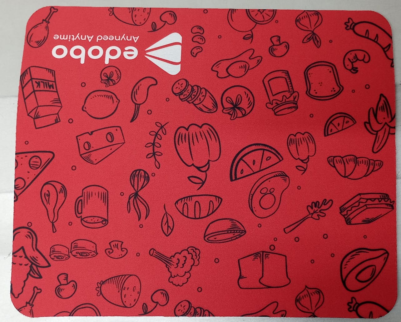 Colorful edobo personalized mousepad for office use featuring various food illustrations