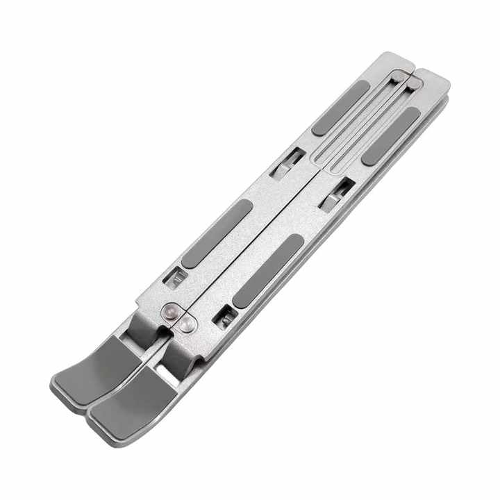 Engraved silver aluminum laptop stand with adjustable height for ergonomic use-The Gifting Marketplace