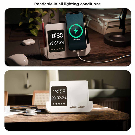 Personalized Multifunctional LED Desk Alarm Clock with Phone Holder & Pen Stand - For Corporate Gifting, Office Gift Item, Return Gift, Event Gifts, Promotions XT39