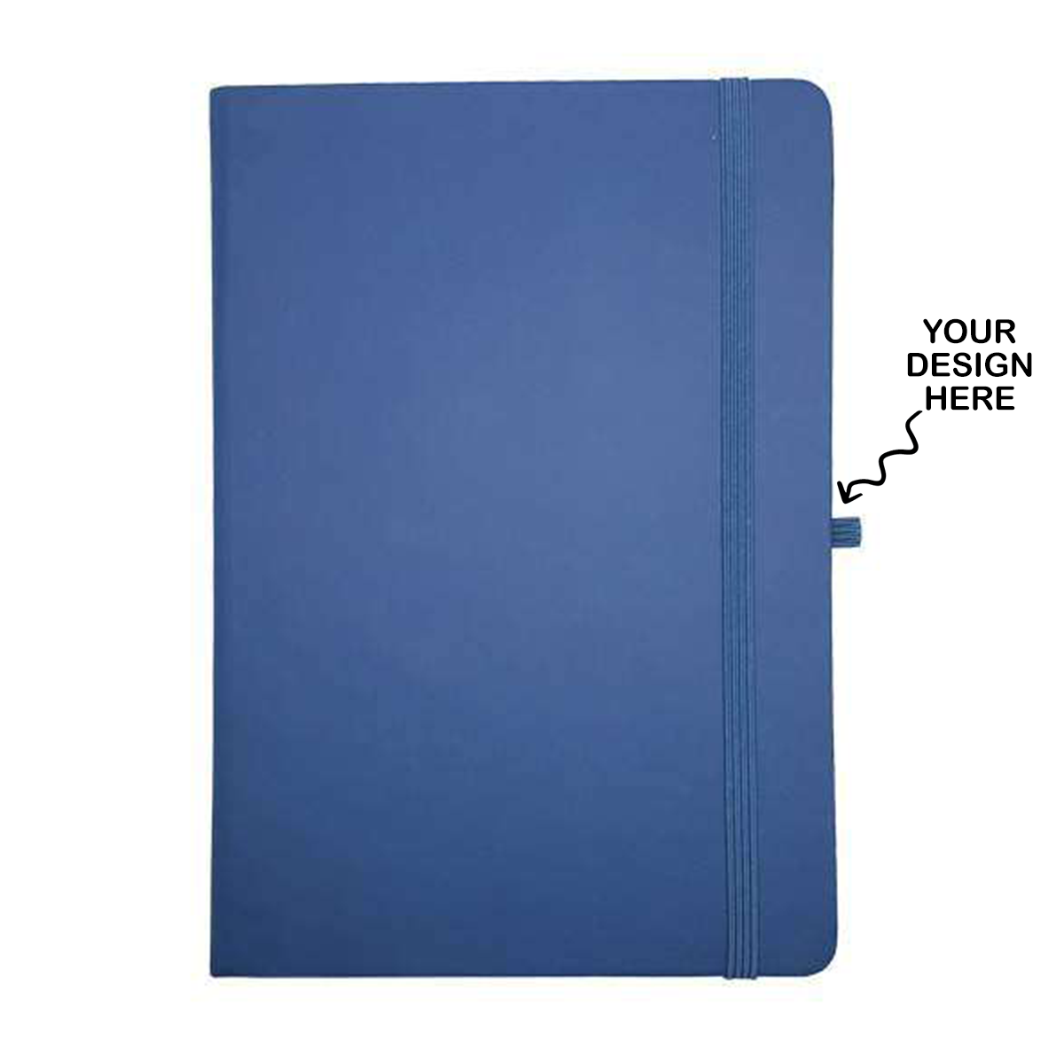 Personalized logo printed A5 notebook with customizable cover design in navy blue
