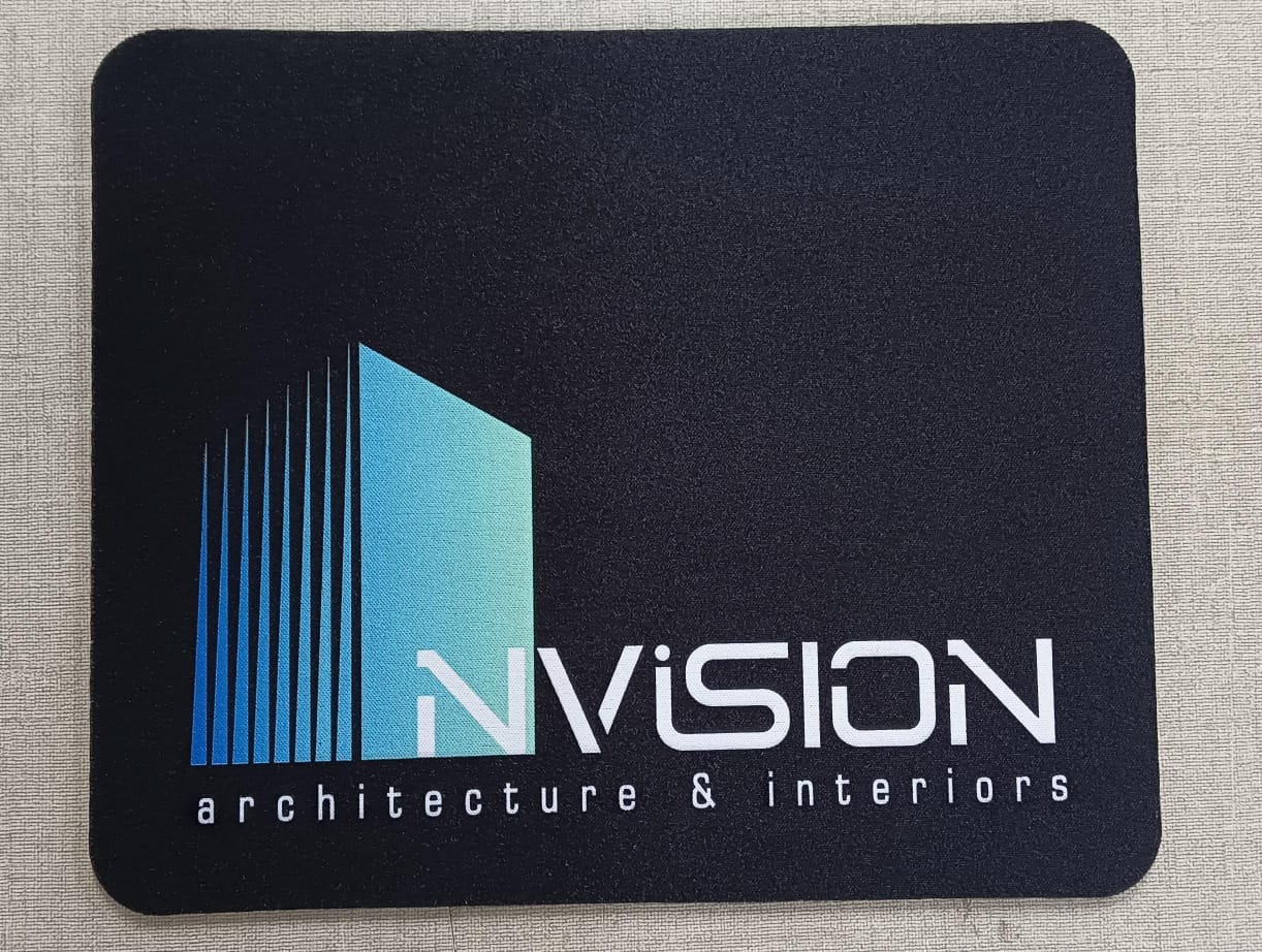 Personalized mousepad for office use featuring a modern architectural design by inVISION