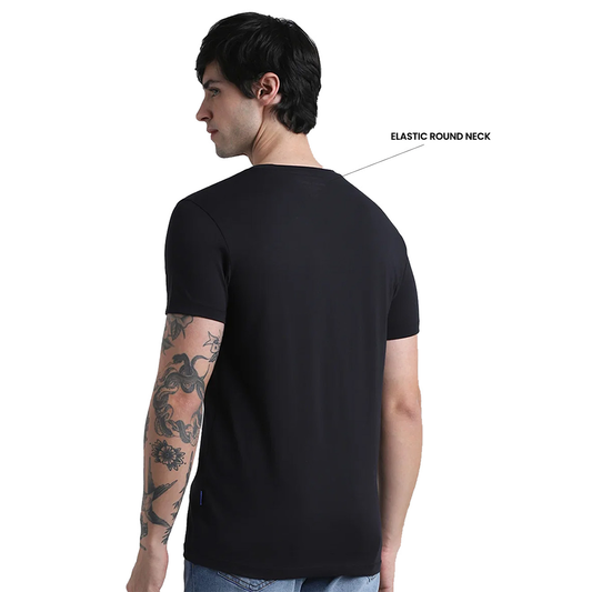 Back view of the personalized Black Jack&Jones joren round neck t-shirt showing clean structure and fabric finish.