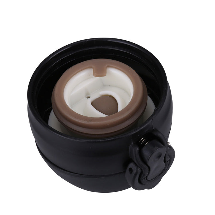 Personalized black steel vacuum flask with secure lid and convenient spout design for easy drinking