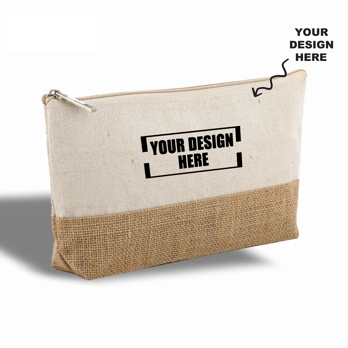 Customized jute pouch in natural colors for versatile use, personalized cotton jute pouch available for custom designs