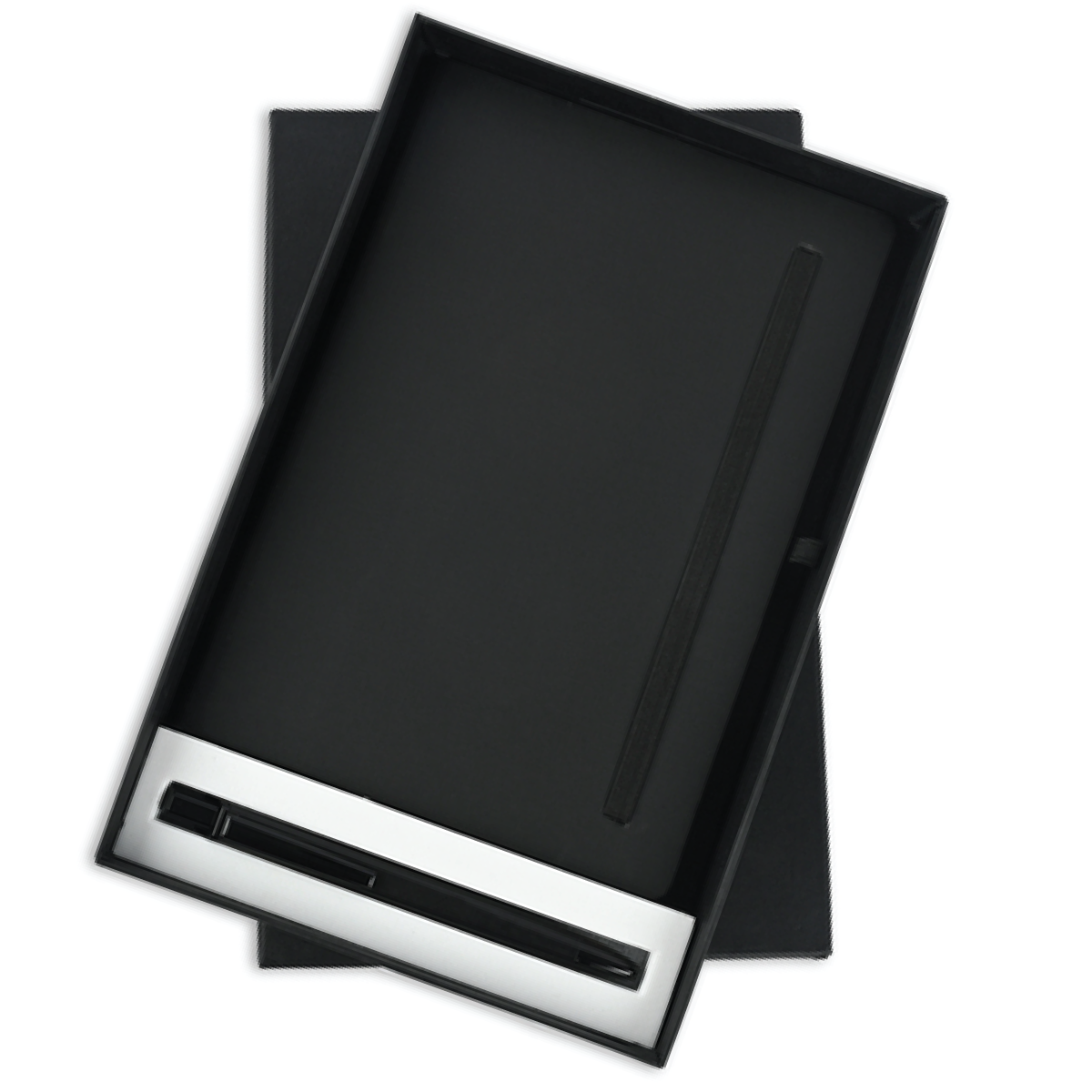 Employee Joining Kit featuring a personalized pen and notebook set in a sleek black presentation box