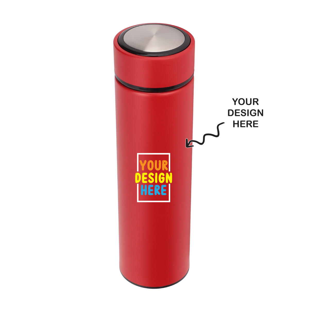 Personalized Red Non-Temperature steel water bottle designed for customization with a sleek finish