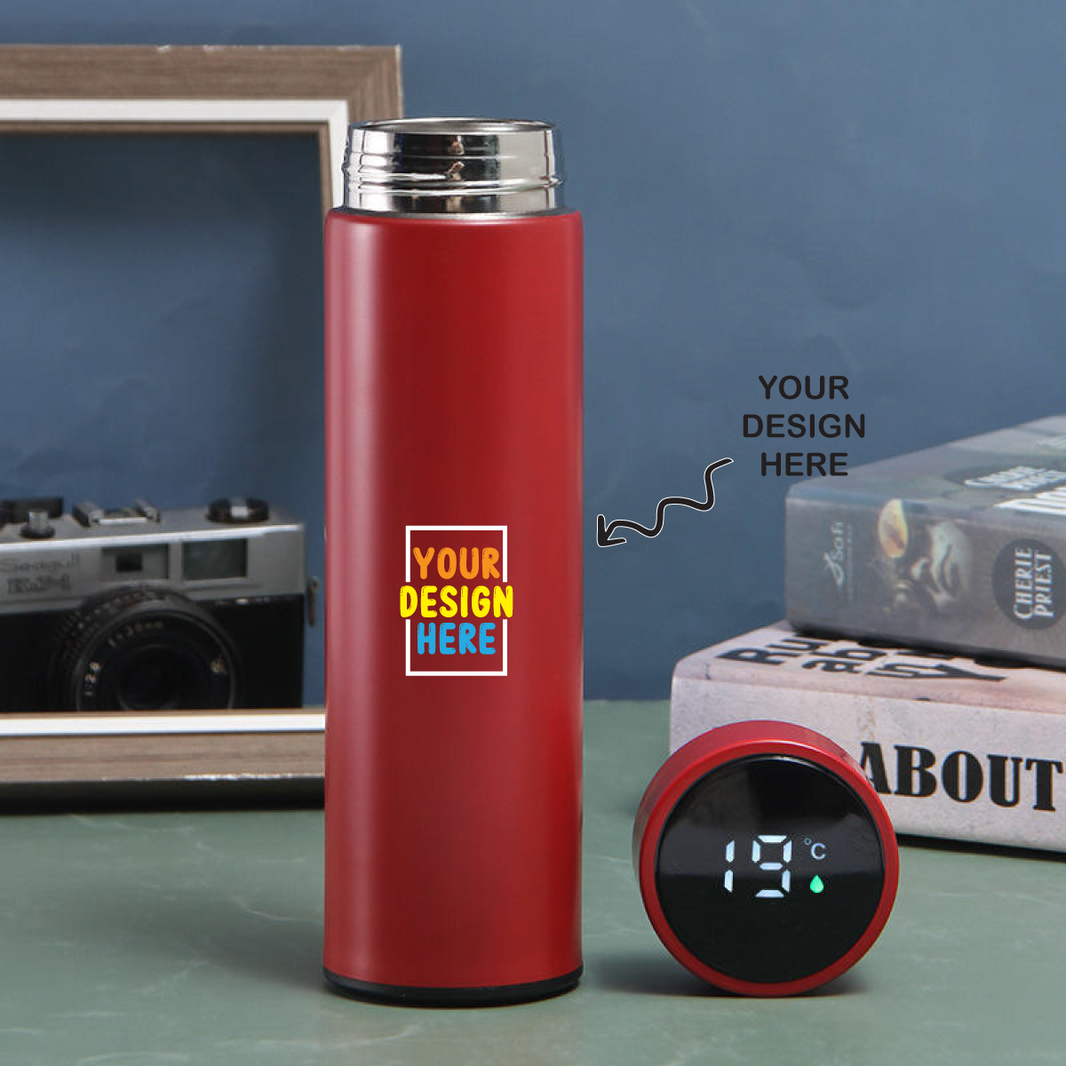 Personalized Multicolor UV Printed Red Temperature Water Bottle - Multicolor UV Printed 500ml - For Return Gift, Corporate Gifting, Office or Personal Use TGMGC-44 - The Gifting Marketplace