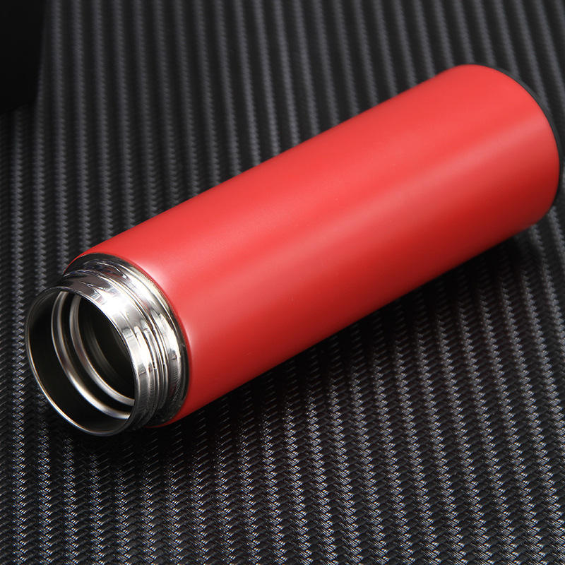 Personalized red temperature water bottle with a sleek design for hot and cold drinks