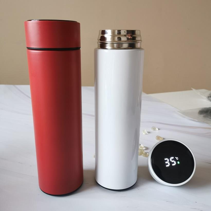 Personalized Laser Engraved Red Temperature Water Bottle - Multicolor UV Printed 500ml - For Return Gift, Corporate Gifting, Office or Personal Use