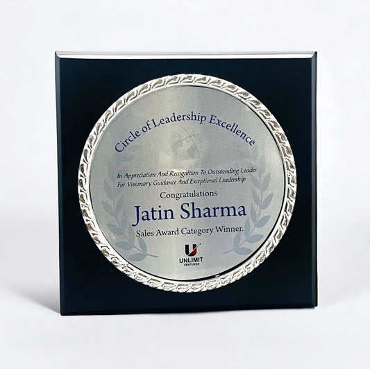 Personalized Silver Square Memento for recognizing leadership excellence with custom engraving