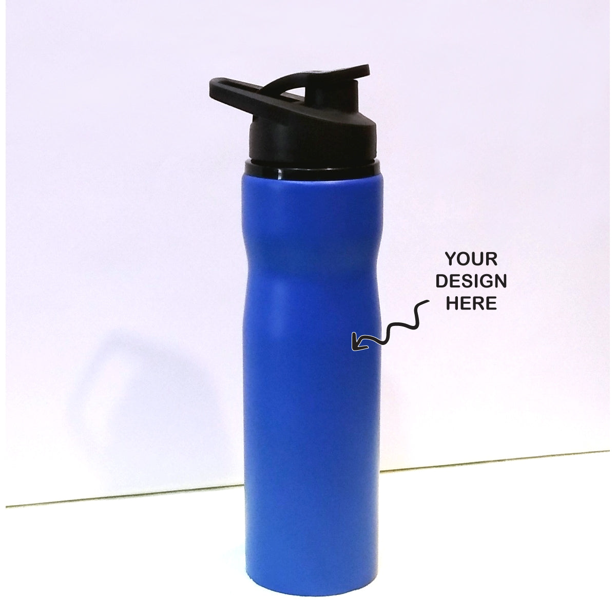 Personalized sports sipper bottle in blue with customizable design space for unique personalization