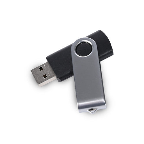 Stylish personalized USB pendrive gifts in silver and black for custom storage solutions