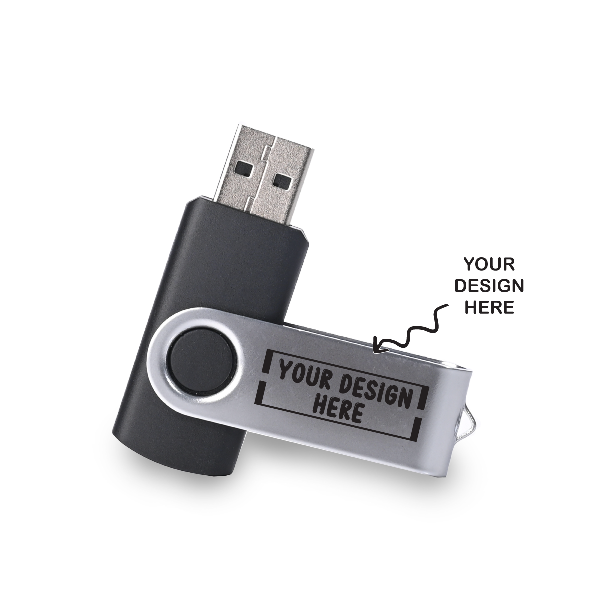 Personalized USB pendrive gifts with customizable design area for unique branding or messages