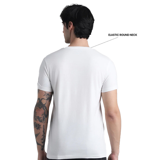 Back view of the personalized white Jack&Jones joren round neck t-shirt showing clean structure and fabric finish.