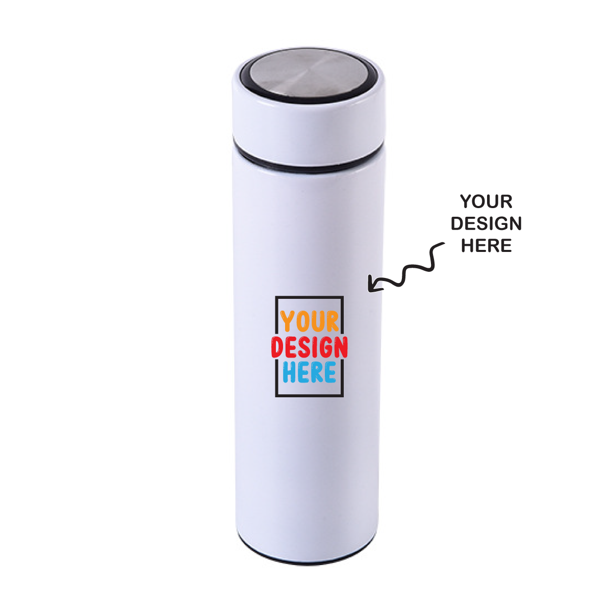 Personalized white non-temperature steel water bottle customizable for drinks on the go