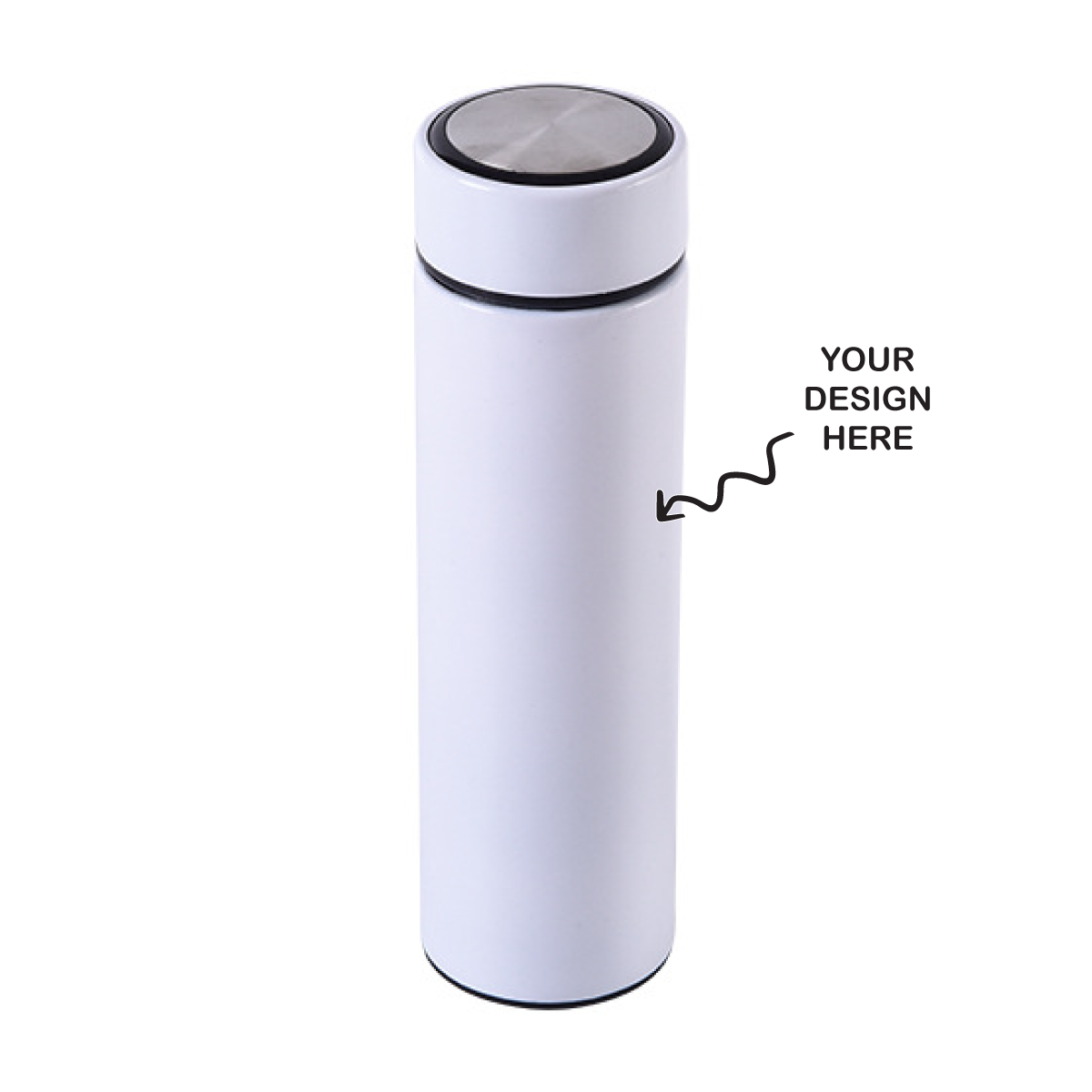 Personalized white non-temperature steel water bottle for custom design creativity