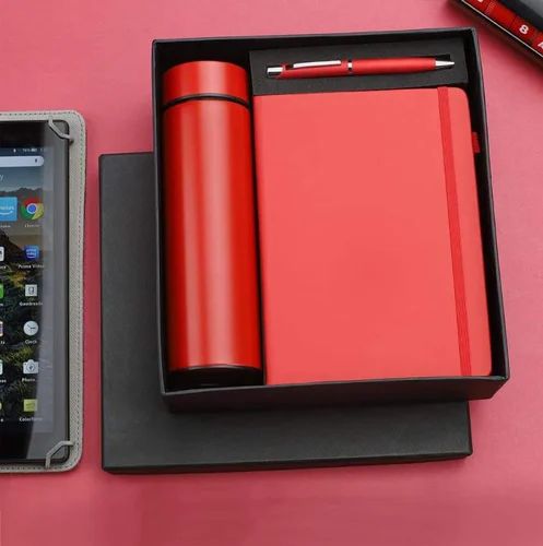 Red 3in1 Combo Gift Set Notebook Diary, Round Pen, and Bottle - For Employee Joining Kit, Corporate, Client or Dealer Gifting JKSR184