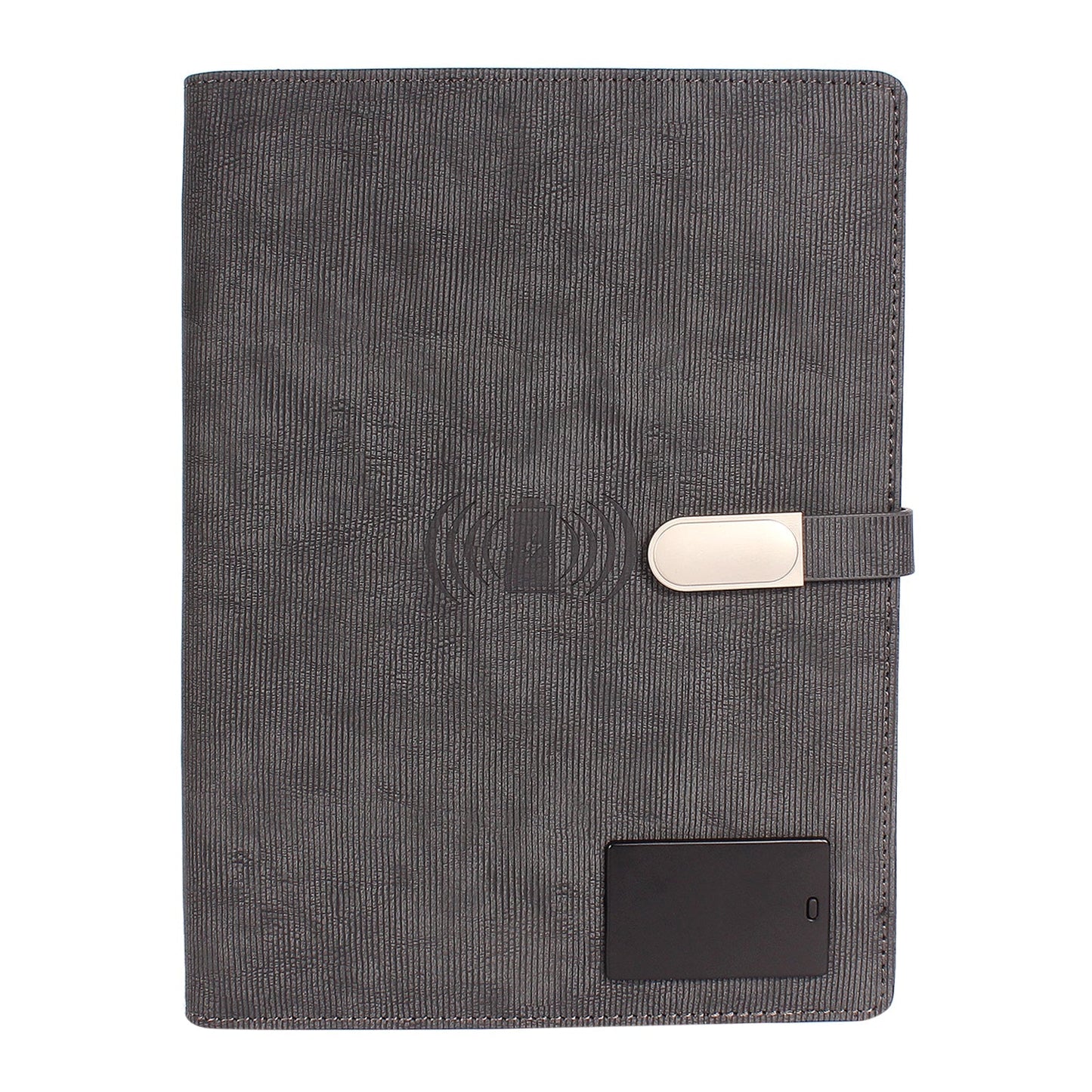 Personalized Engraved Jute Fusion Grey 8000mAh Power Bank Diary With Pen Logo Glow Combo Gift Set - For Employee Joining Kit, Client, Dealer Gifting, Corporate Gifting or Return Gift HK10245