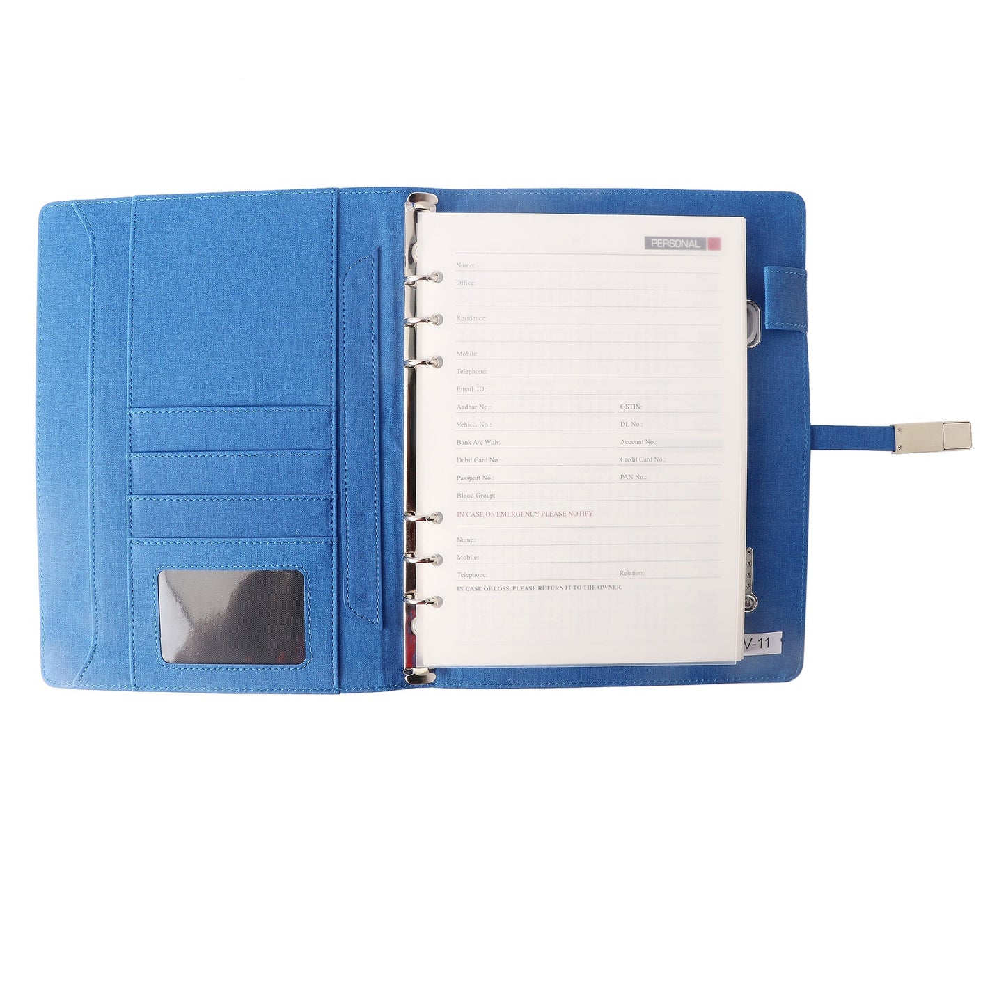 Personalized Blue Jute 8000mAh Notebook Diary Power Bank with 16gb Pen Drive - For Office Use, Personal Use, Return Gift, or Corporate Gifting - HK10103