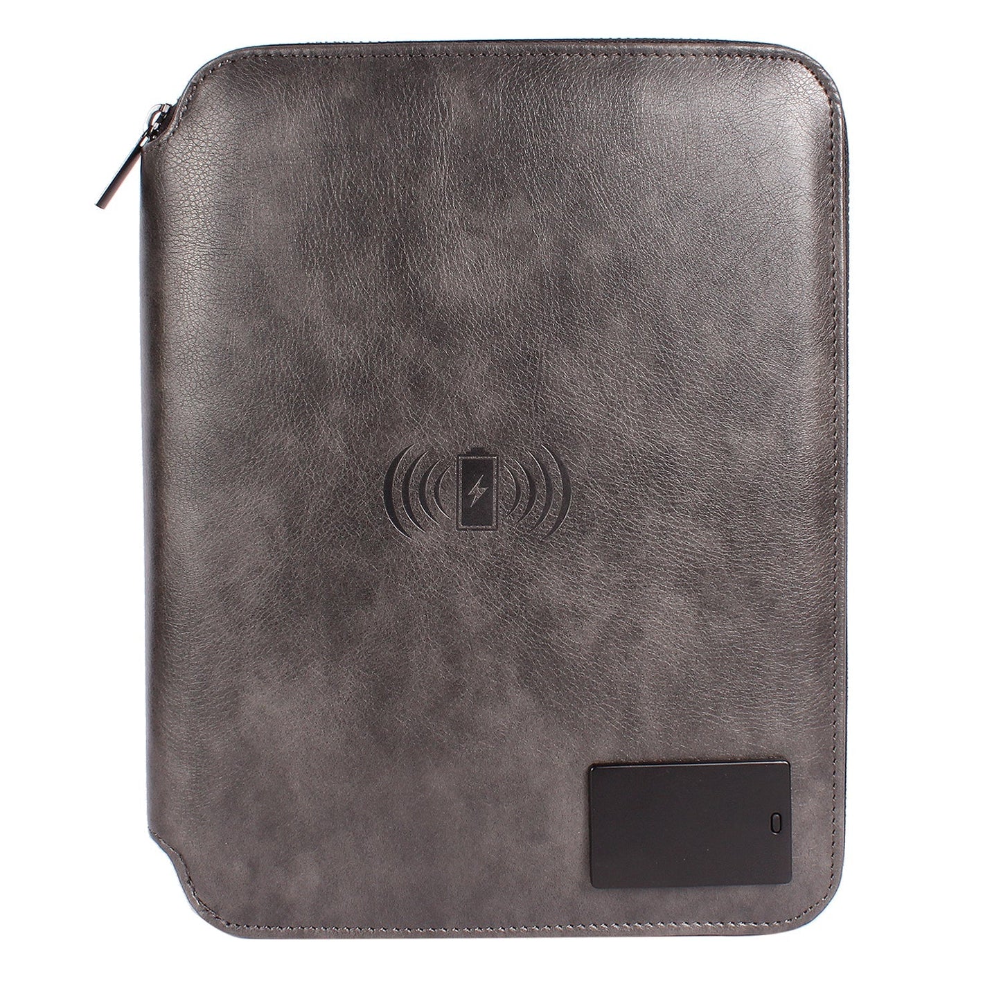 Personalized 2 in 1 Charcoal Black Leather Finished 8000mAh Power Bank Diary Logo Glow Combo Gift Set - For Employee Joining Kit, Client, Dealer Gifting, Corporate Gifting or Return Gift HK10244
