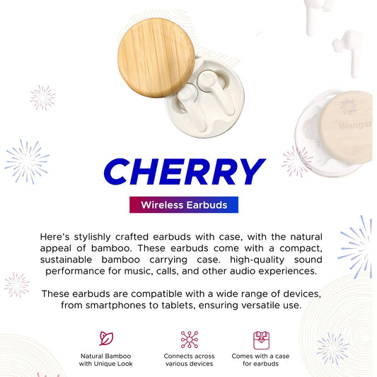 Personalized Bamboo Wireless Earbuds - For Corporate Gifting, Event Gifting, Stakeholder Gifting, Freebies, Promotions, Return Gift - HKWAE9001 - The Gifting Marketplace