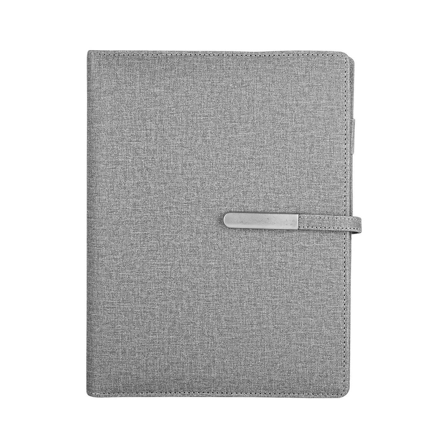 Personalized Grey Jute Power Bank Notebook Diary - For Office Use, Personal Use, Return Gift, or Corporate Gifting - HKJDPB