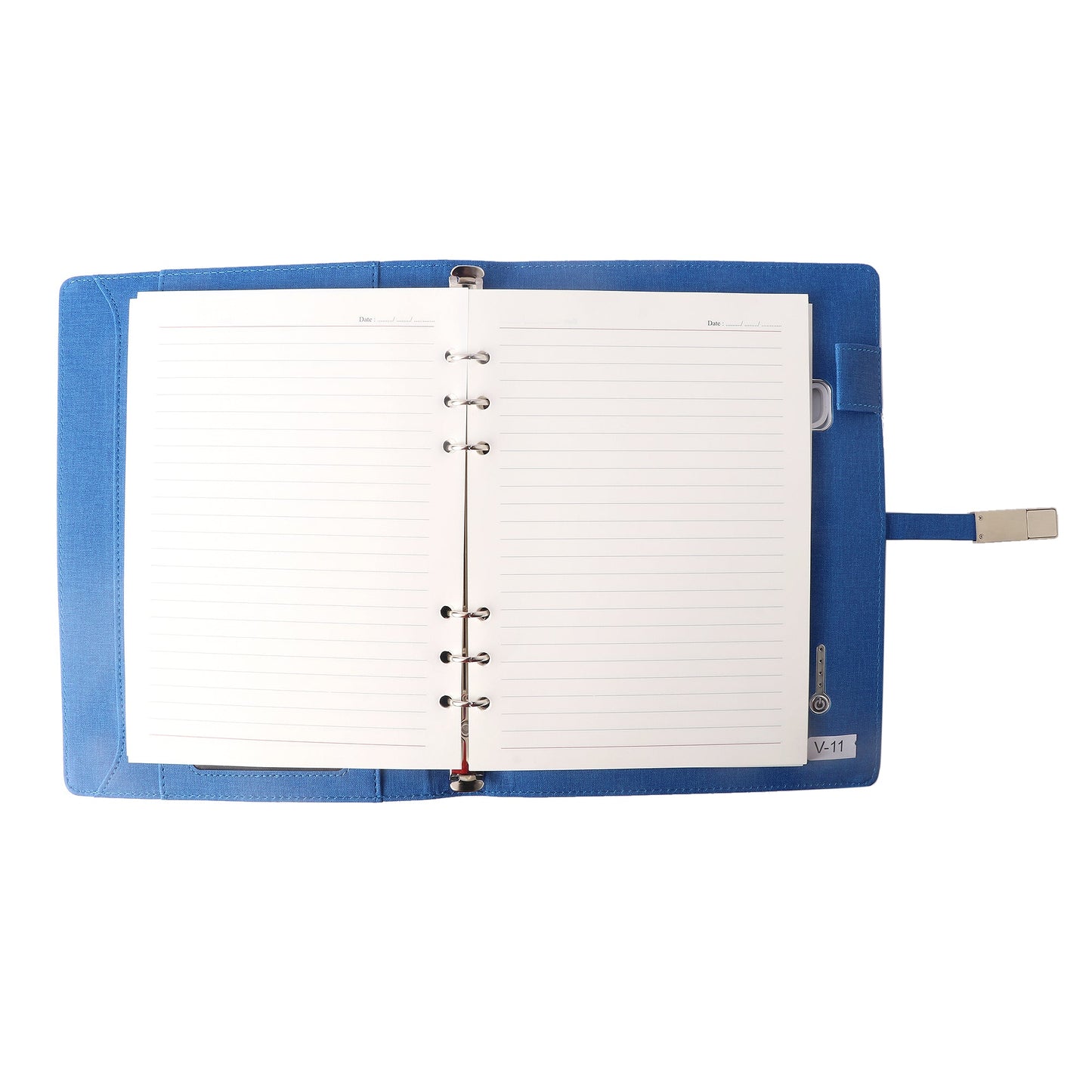 Personalized Blue Jute 8000mAh Notebook Diary Power Bank with 16gb Pen Drive - For Office Use, Personal Use, Return Gift, or Corporate Gifting - HK10103