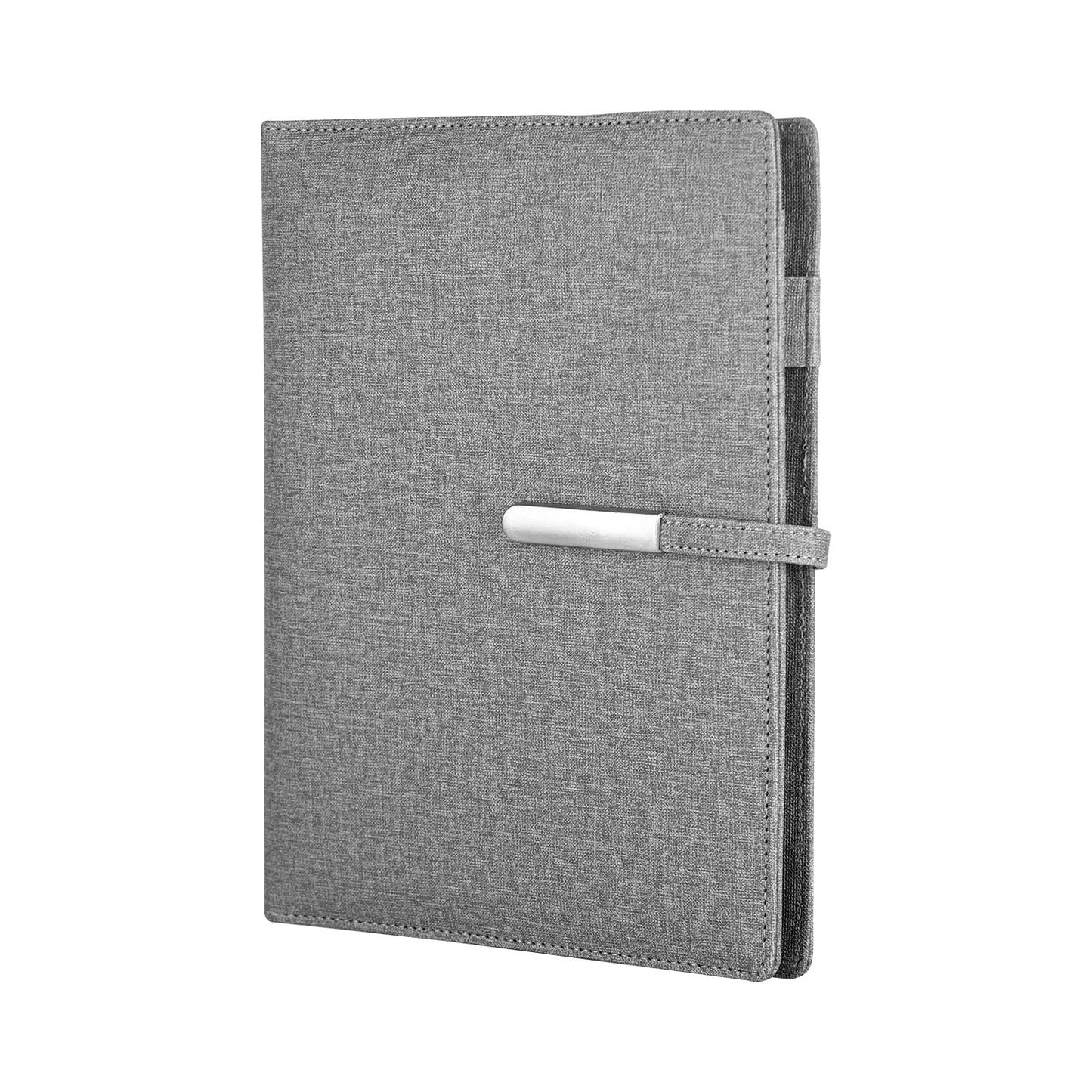 Personalized Grey Jute Power Bank Notebook Diary - For Office Use, Personal Use, Return Gift, or Corporate Gifting - HKJDPB