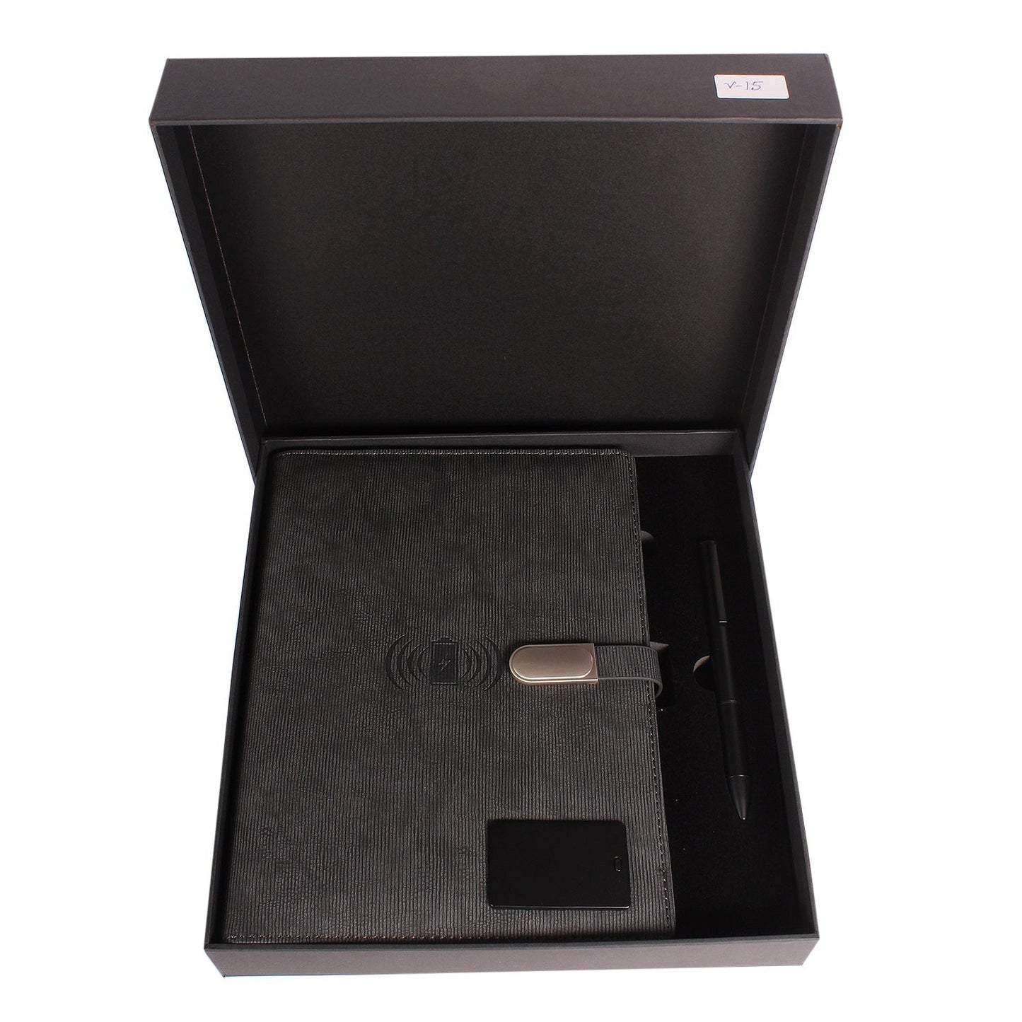 Personalized Engraved Jute Fusion Grey 8000mAh Power Bank Diary With Pen Logo Glow Combo Gift Set - For Employee Joining Kit, Client, Dealer Gifting, Corporate Gifting or Return Gift HK10245