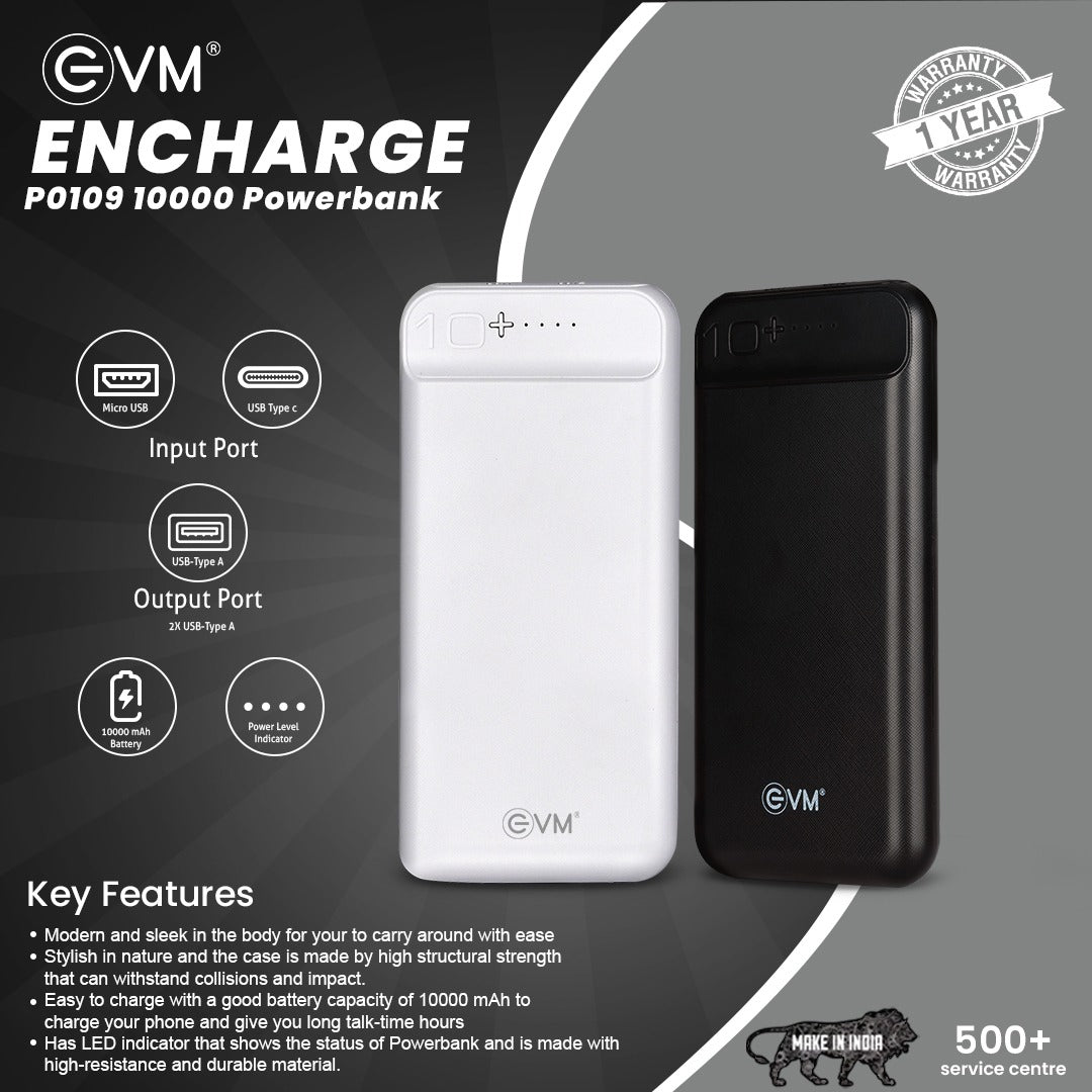 Personalized Black 10000mAh Power Bank - For Corporate Gifting, Event Gifting, Freebies, Promotions - P0109