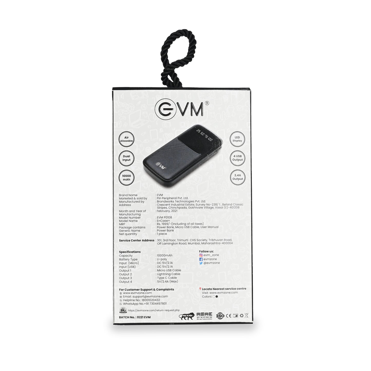Personalized Black 10000mAh Power Bank - For Corporate Gifting, Event Gifting, Freebies, Promotions - HKP0108