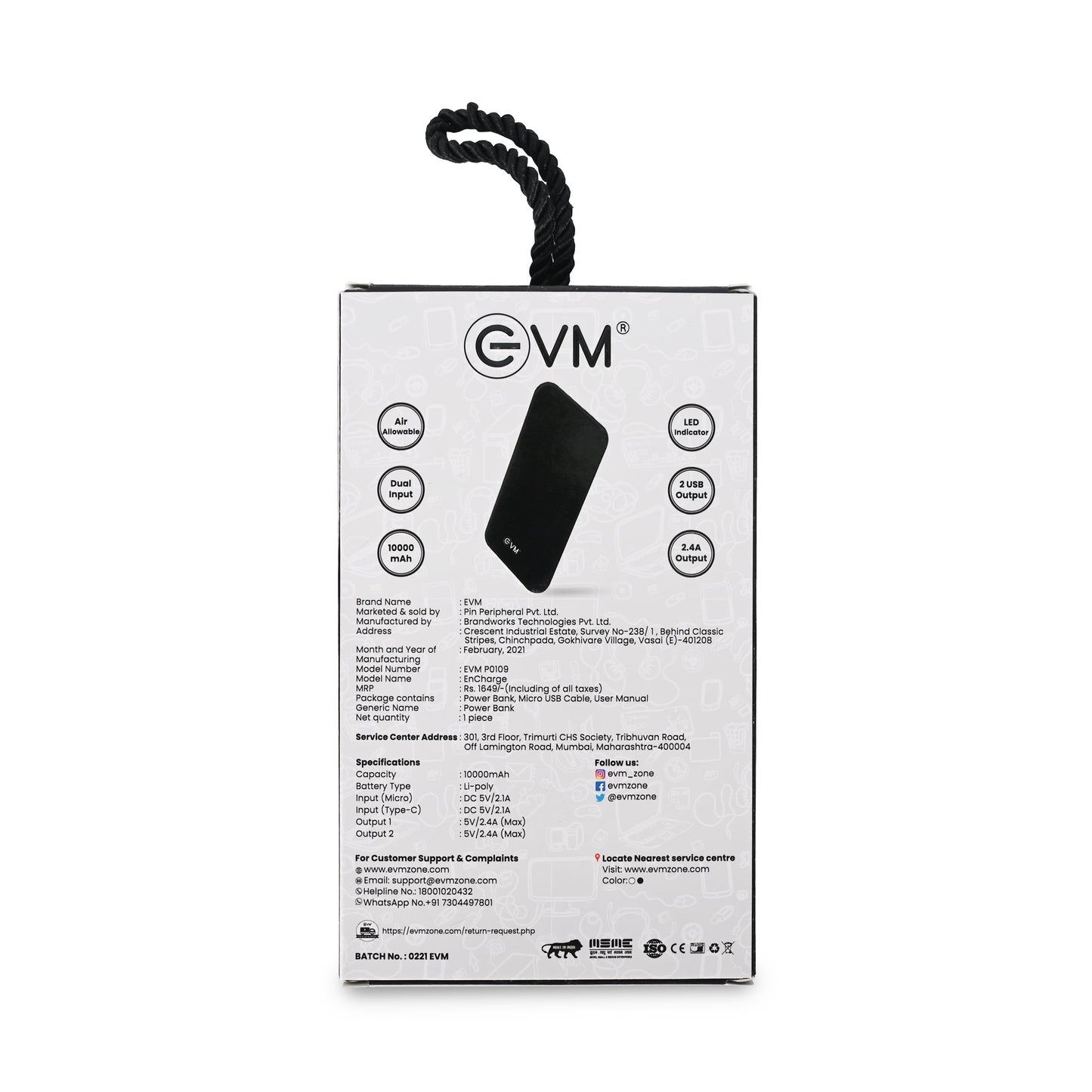 Personalized Black 10000mAh Power Bank - For Corporate Gifting, Event Gifting, Freebies, Promotions - P0109