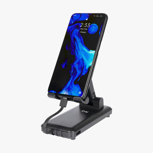 Personalized Black 10000mAh Power Bank cum Mobile Stand - For Corporate Gifting, Event Gifting, Freebies, Promotions - EKP0206
