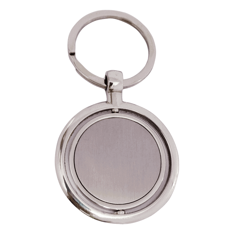 Personalized Both Sides Engraved Rotating Steel Finish Metal Keychain - For Employee, Client, Dealer, or Corporate Gifting, Events Promotional Freebie JKC12