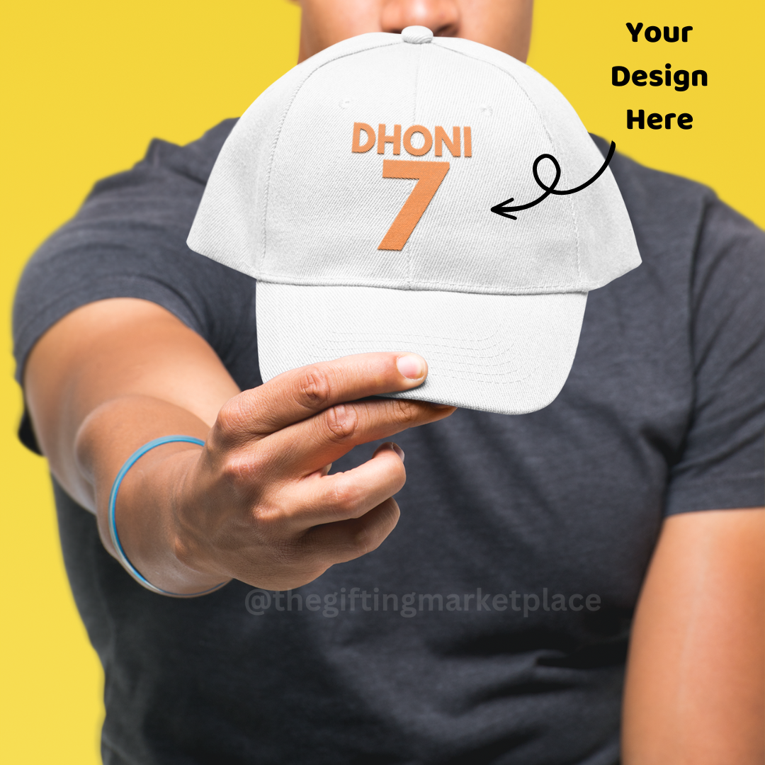 Personalized White Cotton Cap - 6 Panel - For Corporate Gifting, School, College, Office Events and Sports Day TGMPR 100 Pieces to 199 Pieces