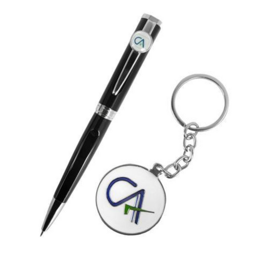Personalized Pen And Keychain Combo For CA featuring a sleek black pen and stylish keychain