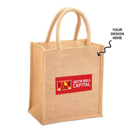 Customized Promotional Jute Bag - 12 Inch * 14 Inch Size - For Corporate Gifting, Event Freebies, Promotions