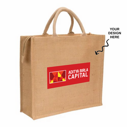 Customized Promotional Jute Bag - 14 Inch * 16 Inch Size - For Corporate Gifting, Event Freebies, Promotions