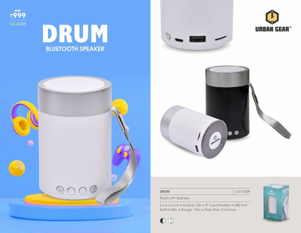 Personalized Artwork or Company Logo DRUM Bluetooth Speaker - For Office Use, Personal Use, or Corporate Gifting - LO-GS09