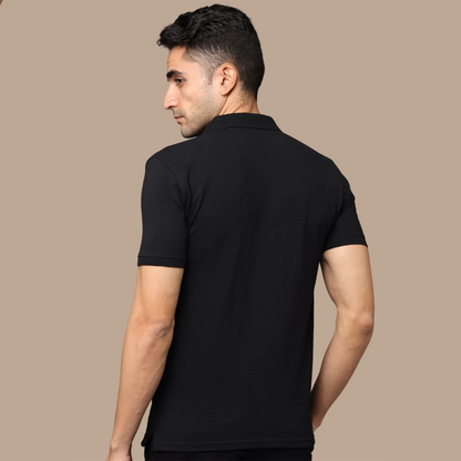 Personalized Black Sustainable Jacquard Polo 240GSM Promotional T-Shirt for Corporate Gifting, Office Sports, Events, Festivals JPTTH