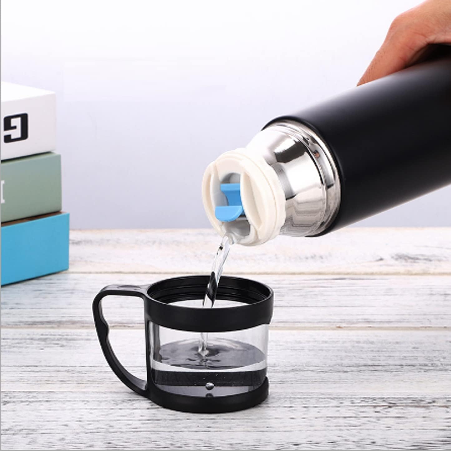 Buy Personalized Black Vacuum Thermos Cup with Handle 500ml