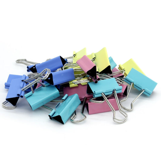 Set of 24 Pcs Binder Clips Assorted Colors 32mm - For Shops, Schools, Corporates, Office Use JABCC32MM