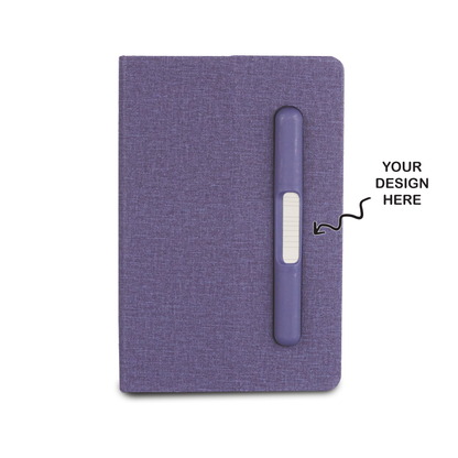 Personalized A5 Blue Notebook Diary with Pen Holder cum Phone Stand - For Office Use, New Year Notebook, Corporate Gifting, Client Gifts BGB170