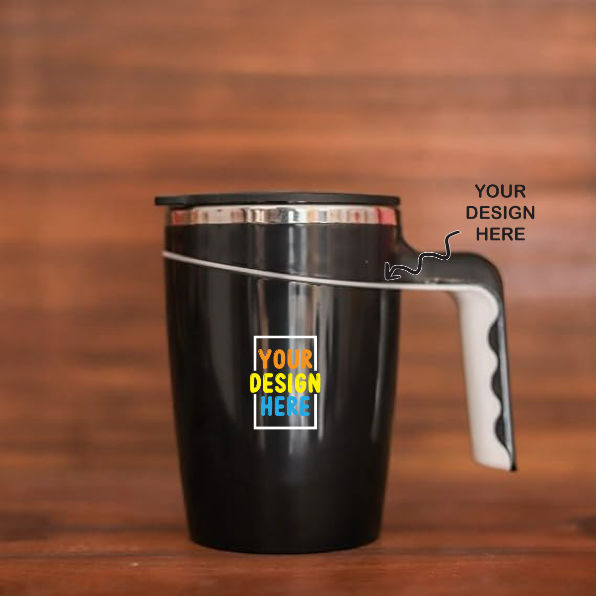 Personalized Black 470ml Spill Free Suction SS Mug - For Corporate, Client or Dealer Gifting, Promotional Freebie BGH168