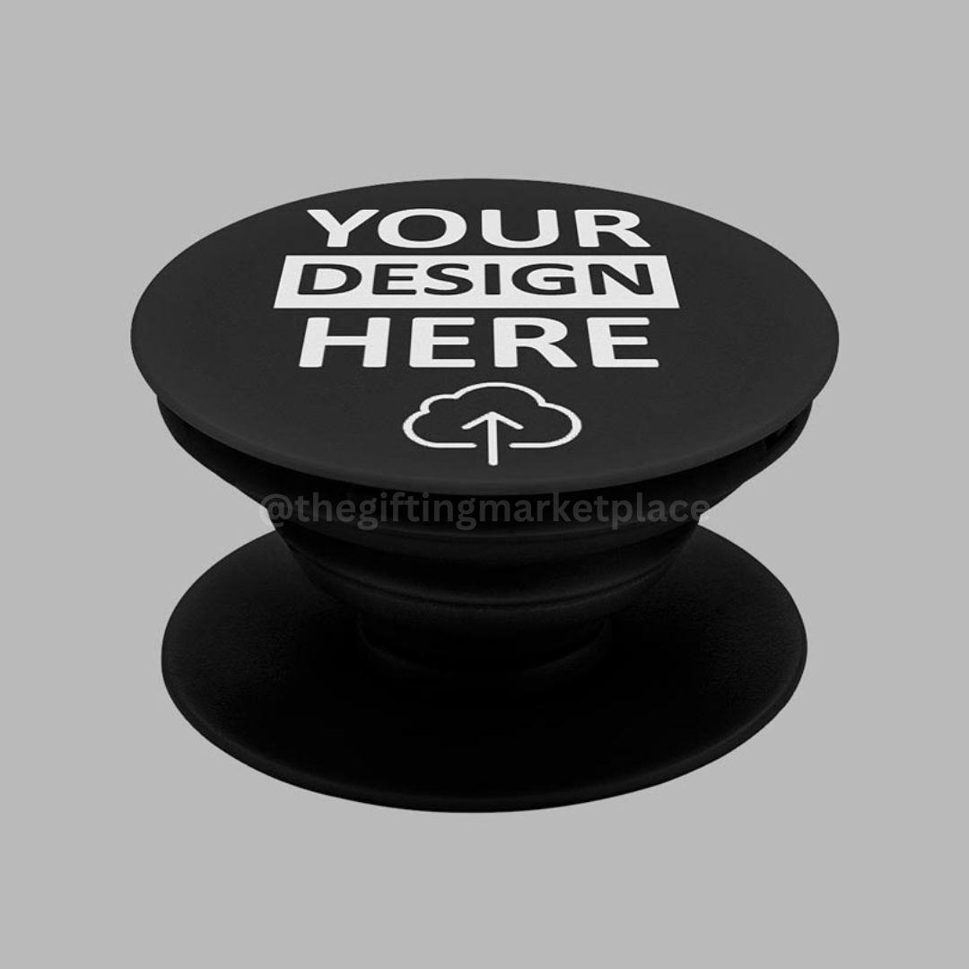 Customized or Personalized Black Phone Grip and Stand - For Corporate Gifting, Event Freebies, Promotions, College or Company Events TGMPG