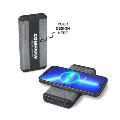 Personalized Logo Glow 10000mAh Jute Finished Wireless Powerbank - For Corporate Gifting, Event Gifting, Freebies, Return Gift, Promotions - HK10283 - The Gifting Marketplace