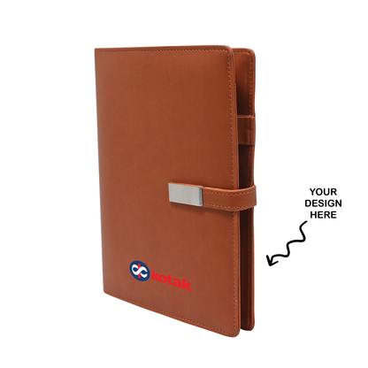 Personalized Tan Power bank Notebook Diary - For Office Use, Personal Use, Return Gift, or Corporate Gifting -  HKDPB