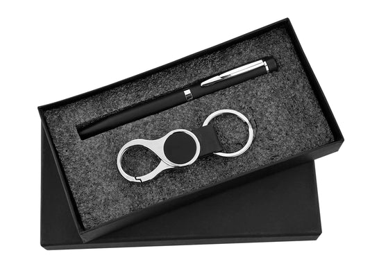 Pen and Keychain 2in1 Combo Gift Set - For Employee Joining Kit, Corporate, Client or Dealer Gifting, Promotional Freebie JKSR108