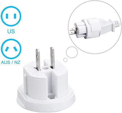 White World Travel adapter with US-AUS-UK-EU plug, works in 150+ Countries - for Promotions, Giveaway, Event Freebies, Corporate, and Personal Gifting BGE229