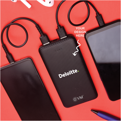 Personalized Black 10000mAh Power Bank - For Corporate Gifting, Event Gifting, Freebies, Promotions - HK1004